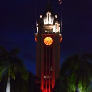 Aloha Tower is in red as a symbol of unity across the country depicting the importance of tourism and travel.