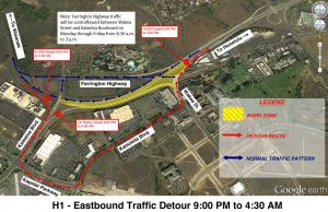 EASTBOUND H-1 FREEWAY CLOSURE IN KAPOLEI BEGINNING SUNDAY NIGHT, JUNE 18, AND FARRINGTON HIGHWAY WEEKDAY CONTRAFLOW CONTINUES