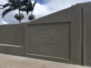 Photo of the new Halona Street Bridge.