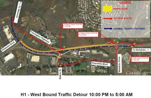 Closure of the westbound H-1 Freeway in Kapolei begins Monday night, Nov. 27