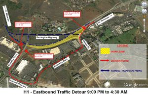 Closure of the eastbound H-1 Freeway in Kapolei begins Sunday night, Dec. 17