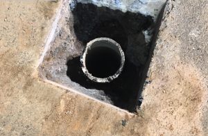 Micropile hole before the concrete pour.