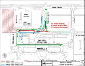 ONRAMP TO TERMINAL 1, SECOND LEVEL WILL BE CLOSED FOR SIGN REPLACEMENT WORK AT THE DANIEL K. INOUE INTERNATIONAL AIRPORT
