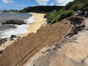 Completed slope stabilization at Waimea Bay.