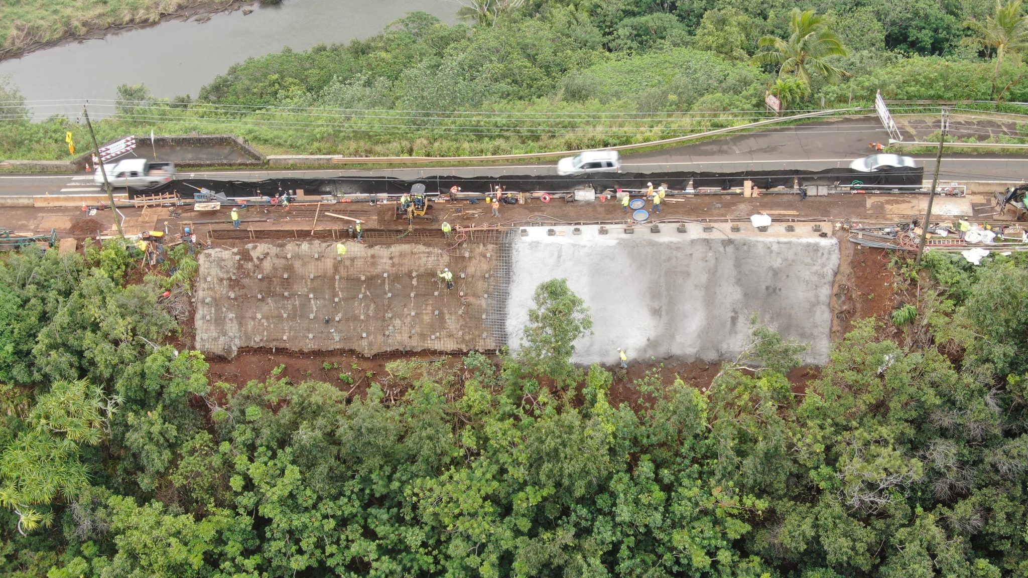 Highways Kuamoo Road Repairs near Opaekaa Falls Lookout