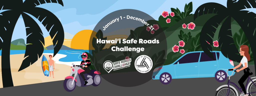 Graphical banner with a logo, car, and motorcycle.