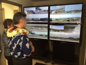 Governor Ige observes harbor activities via the new harboring monitoring system