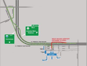 WESTBOUND H-1 FREEWAY AIRPORT OFFRAMP (EXIT 16) CLOSED FOR SIGN REPLACEMENT PROJECT AT THE DANIEL K. INOUYE INTERNATIONAL AIRPORT