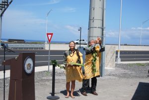 Kahu Anna Akaka and Daniel Akaka Jr. blessed the new lanes of Queen Kaahumanu Highway.