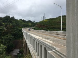 The rehabilitated Kipapa Stream (Roosevelt) Bridge features new railings, drainage and street lighting.