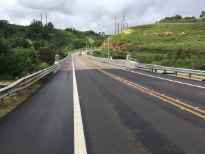 The rehabilitated Kipapa Stream (Roosevelt) Bridge has new pavement and is now wider with 7-foot shoulders in both directions making it safer for all users.