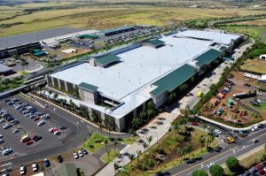 Aerial view of the new Consolidated Rent-A-Car facility at the Kahului Airport. Photo Courtesy: Hawaii Department of Transportation or HDOT