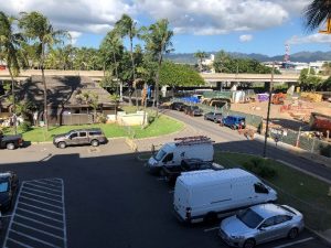 Over-height vehicles will need to enter on the Diamond Head makai corner of lei stand building during the closure hours. Photo courtesy: “HDOT” or “Hawaii Department of Transportation”