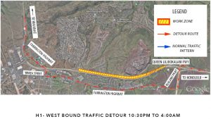 Nightly closures scheduled on the H-1 Freeway at the Kapolei Interchange for the week of Jan. 19 and 26