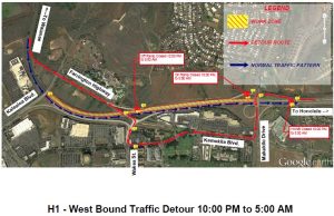 NIGHTLY CLOSURES SCHEDULED ON THE WESTBOUND H-1 FREEWAY AT THE KAPOLEI INTERCHANGE FOR THE WEEK OF JAN. 12
