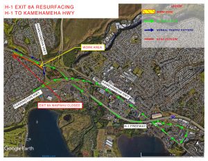 THE H-1 EASTBOUND WAIPAHU/PEARL CITY OFFRAMP (EXIT 8A) WILL BE CLOSED NIGHTLY DURING THE WEEK OF MAY 4, FOR RESURFACING WORK