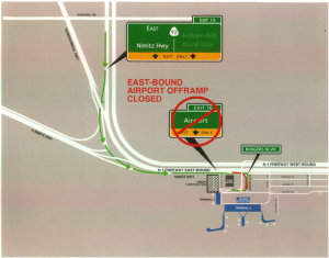 OVERNIGHT FULL CLOSURE SCHEDULED ON THE EASTBOUND AIRPORT OFFRAMP (EXIT 16) ON AUG. 2