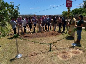 State executives and dignitaries gather for the groundbreaking of the Wailua River Bridge project