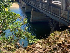 Structural base of Wailua River Bridge to be reinforced by concrete piles.