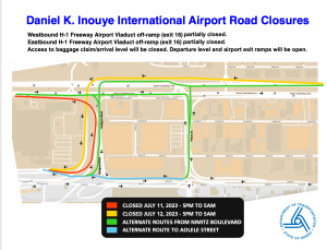 Motorists are advised to plan accordingly by allowing sufficient time to get to their destination. Thank you for your corporation and understanding as we make improvements to our airport.