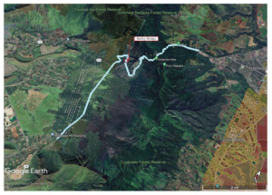 Map showing the Kolekole pass emergency route.