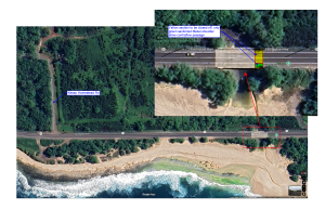 Map showing location of Waikomo Stream Bridge.